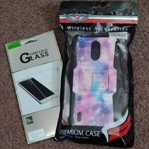 Galaxy Pattern Phone Case with Tempered Glass Screen Protector- 5/$20
